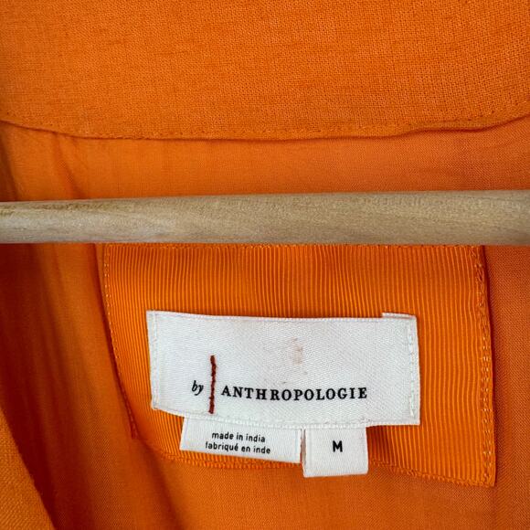 By Anthropologie Renee Flutter Sleeve Linen Blend Mini Dress Orange Size M - Picture 4 of 12